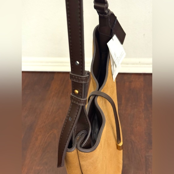 NWT ZARA Suede Leather Shoulder Bag – Brown Cowhide & Camel - Equestrian Boho - Picture 10 of 17